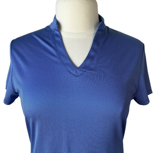 Callaway Golf Polo Shirt Womens Medium Blue Tennis OptiDri Striped - Picture 3 of 7